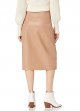 Women's Vegan Leather Wrap Front Midi Skirt